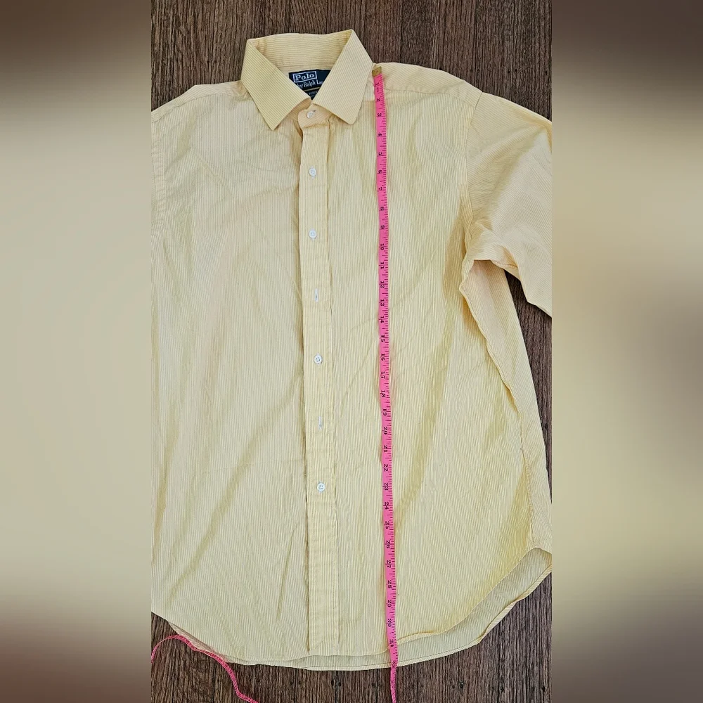 Polo Ralph Lauren Classic Fit Yellow & White Pin Striped Long Sleeve Shirt